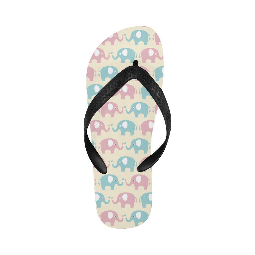 Elephant Baby Pastel Print Pattern Flip Flops-JTAMIGO.COM