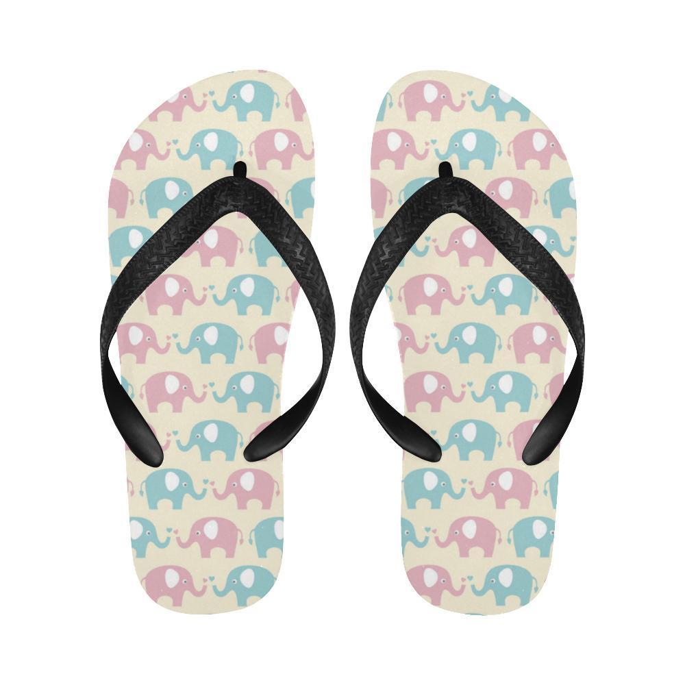 Elephant Baby Pastel Print Pattern Flip Flops-JTAMIGO.COM