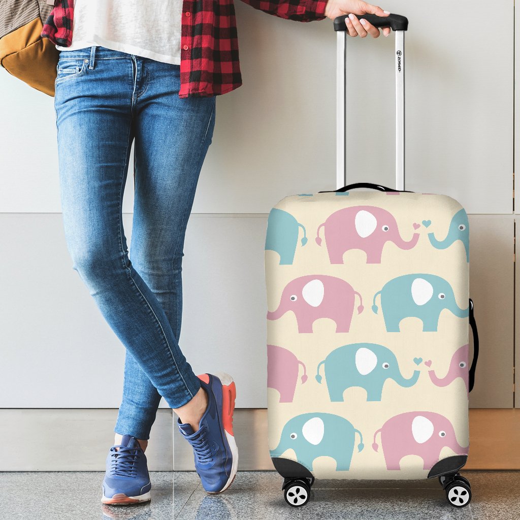 Elephant Baby Pastel Print Pattern Luggage Cover Protector