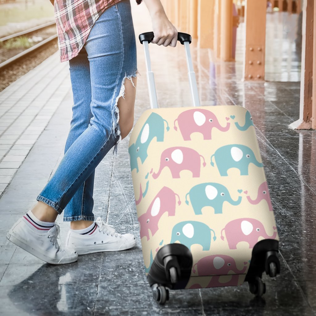 Elephant Baby Pastel Print Pattern Luggage Cover Protector