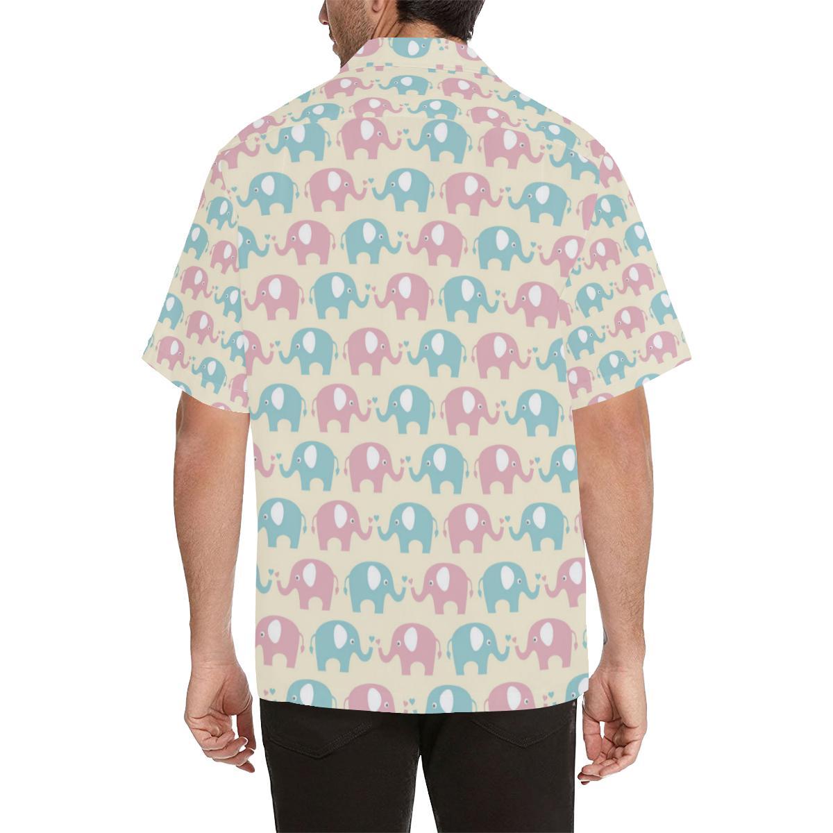 Elephant Baby Pastel Print Pattern Men Aloha Hawaiian Shirt
