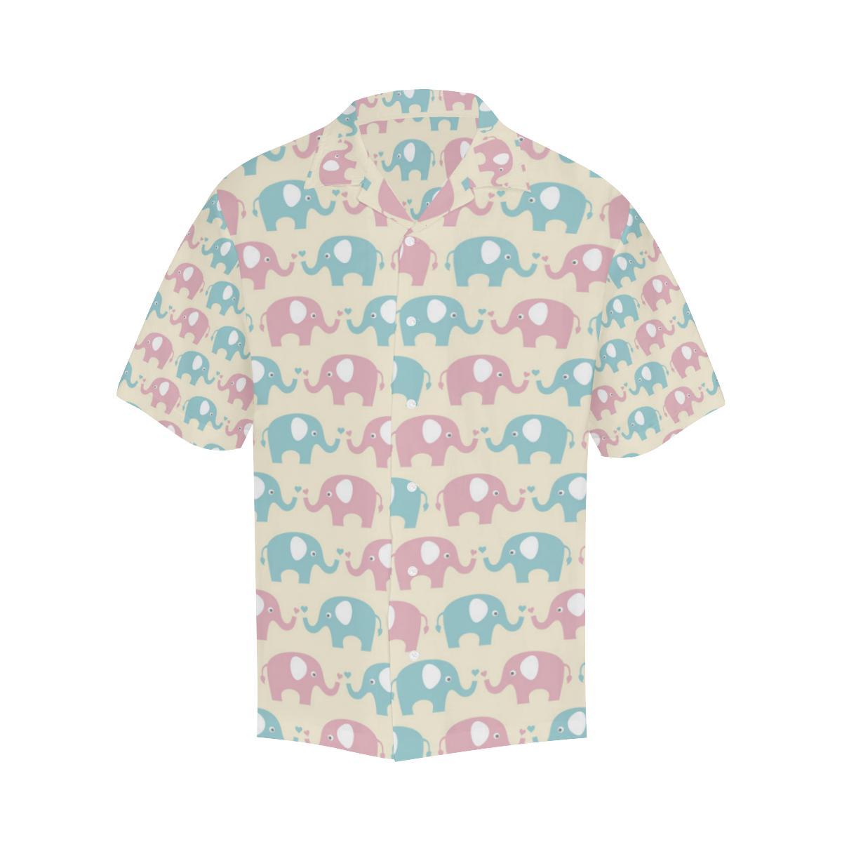 Elephant Baby Pastel Print Pattern Men Aloha Hawaiian Shirt