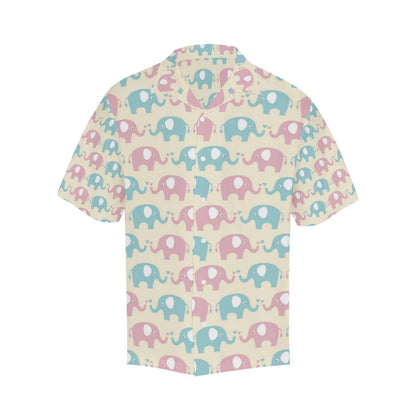 Elephant Baby Pastel Print Pattern Men Aloha Hawaiian Shirt