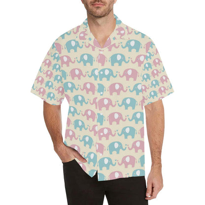 Elephant Baby Pastel Print Pattern Men Aloha Hawaiian Shirt