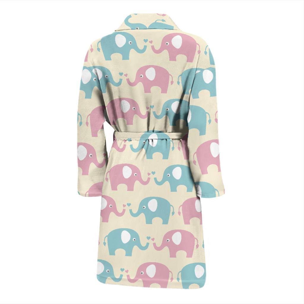 Elephant Baby Pastel Print Pattern Men Bath Robe-JTAMIGO.COM
