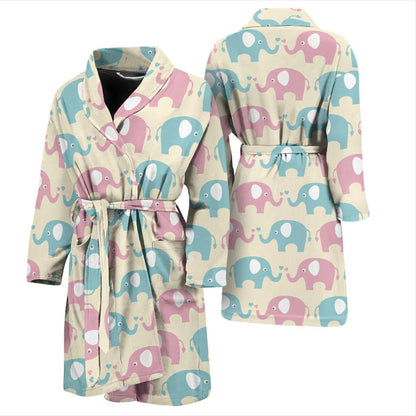 Elephant Baby Pastel Print Pattern Men Bath Robe-JTAMIGO.COM