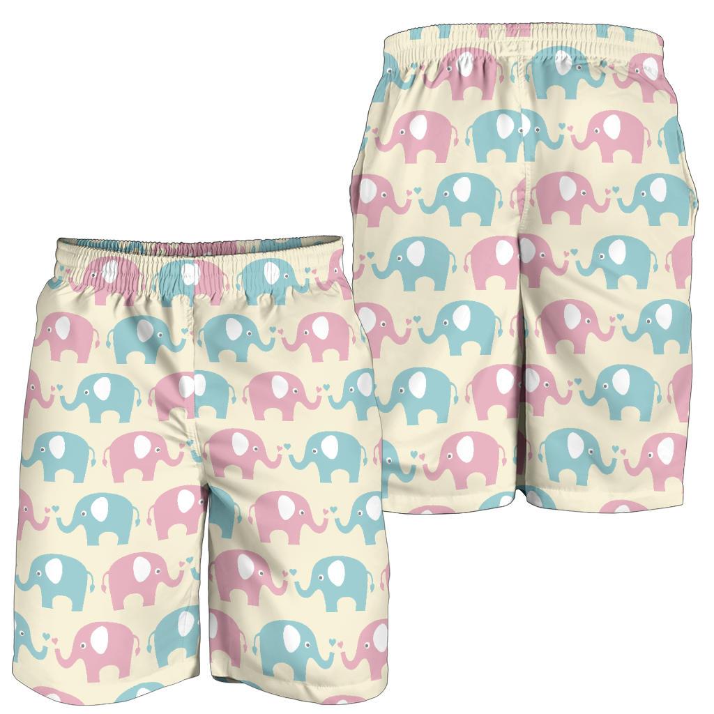 Elephant Baby Pastel Print Pattern Mens Shorts-JTAMIGO.COM