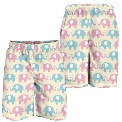 Elephant Baby Pastel Print Pattern Mens Shorts-JTAMIGO.COM
