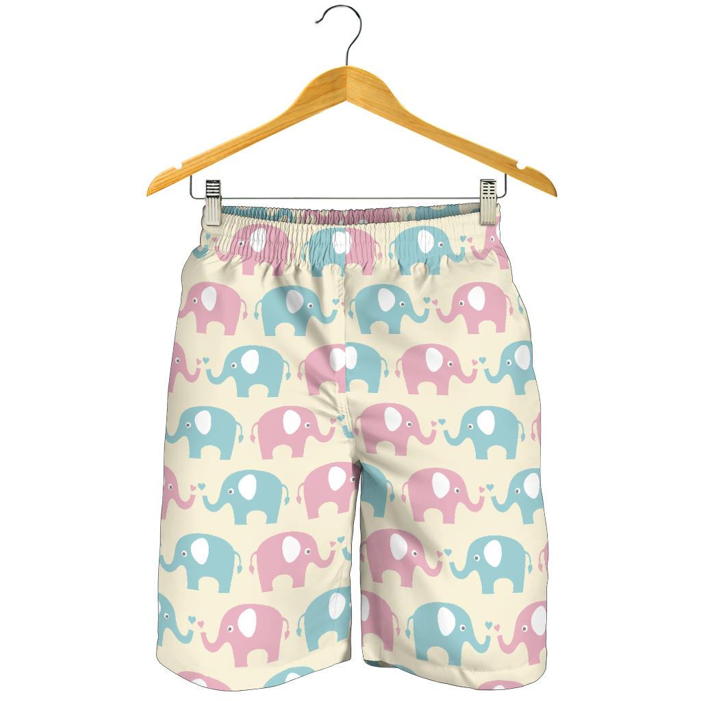 Elephant Baby Pastel Print Pattern Mens Shorts-JTAMIGO.COM