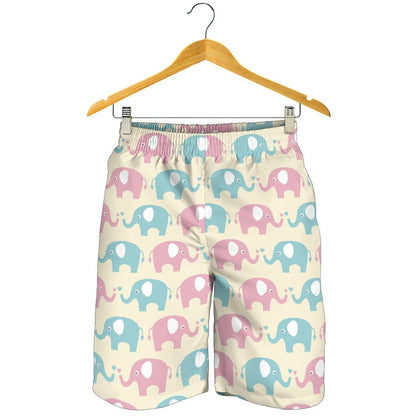 Elephant Baby Pastel Print Pattern Mens Shorts-JTAMIGO.COM