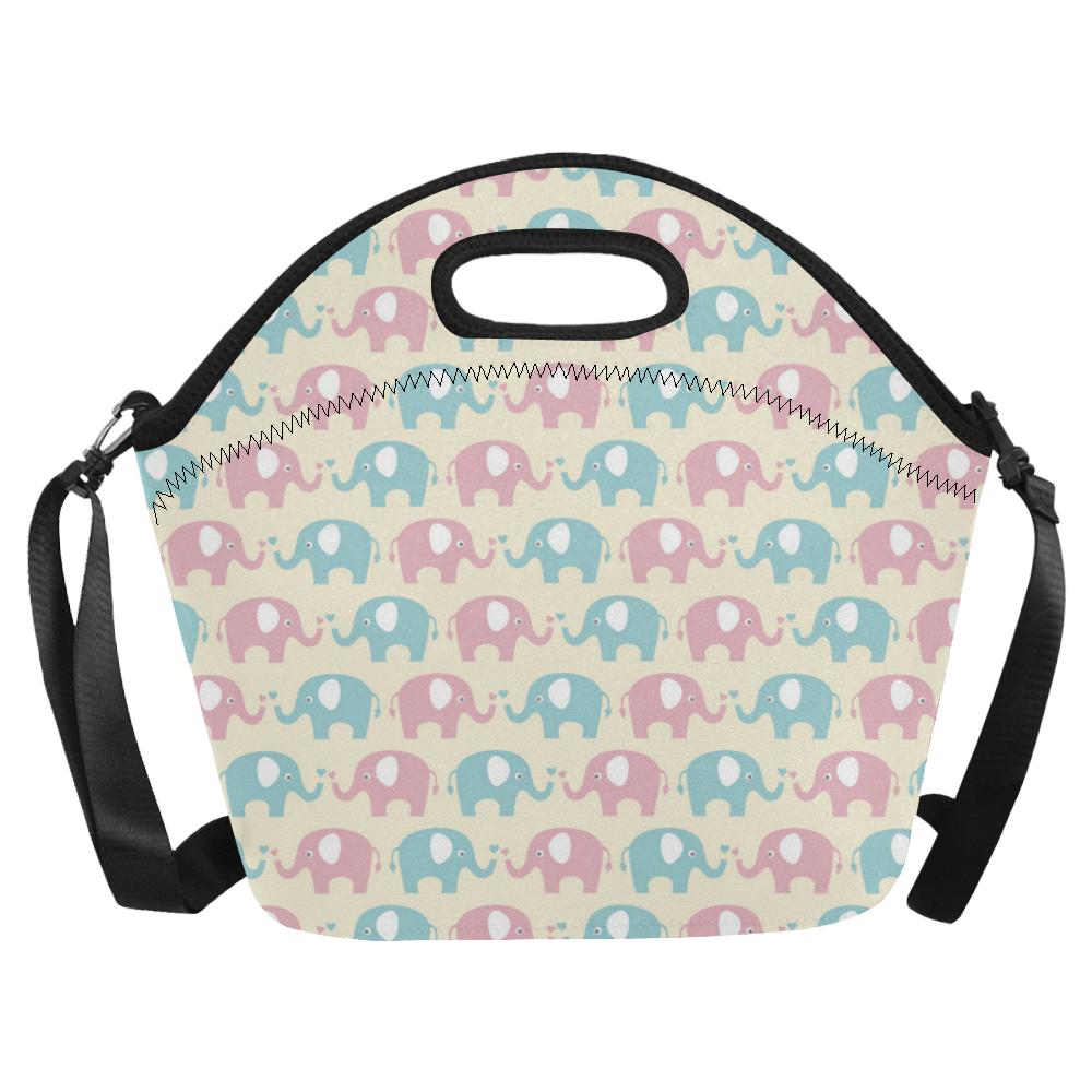 Elephant Baby Pastel Print Pattern Neoprene Lunch Bag (Model 1669)(Large)-JTAMIGO.COM