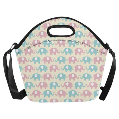 Elephant Baby Pastel Print Pattern Neoprene Lunch Bag (Model 1669)(Large)-JTAMIGO.COM