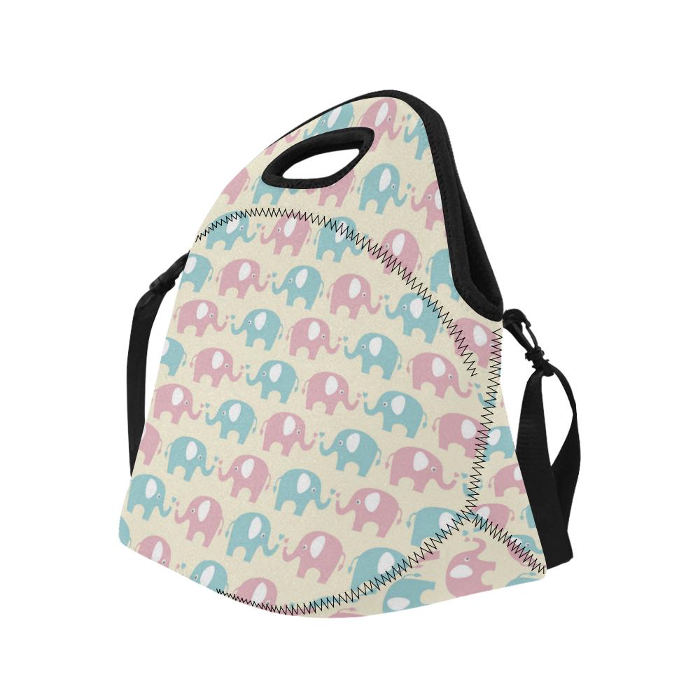 Elephant Baby Pastel Print Pattern Neoprene Lunch Bag (Model 1669)(Large)-JTAMIGO.COM