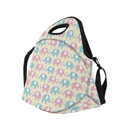 Elephant Baby Pastel Print Pattern Neoprene Lunch Bag (Model 1669)(Large)-JTAMIGO.COM