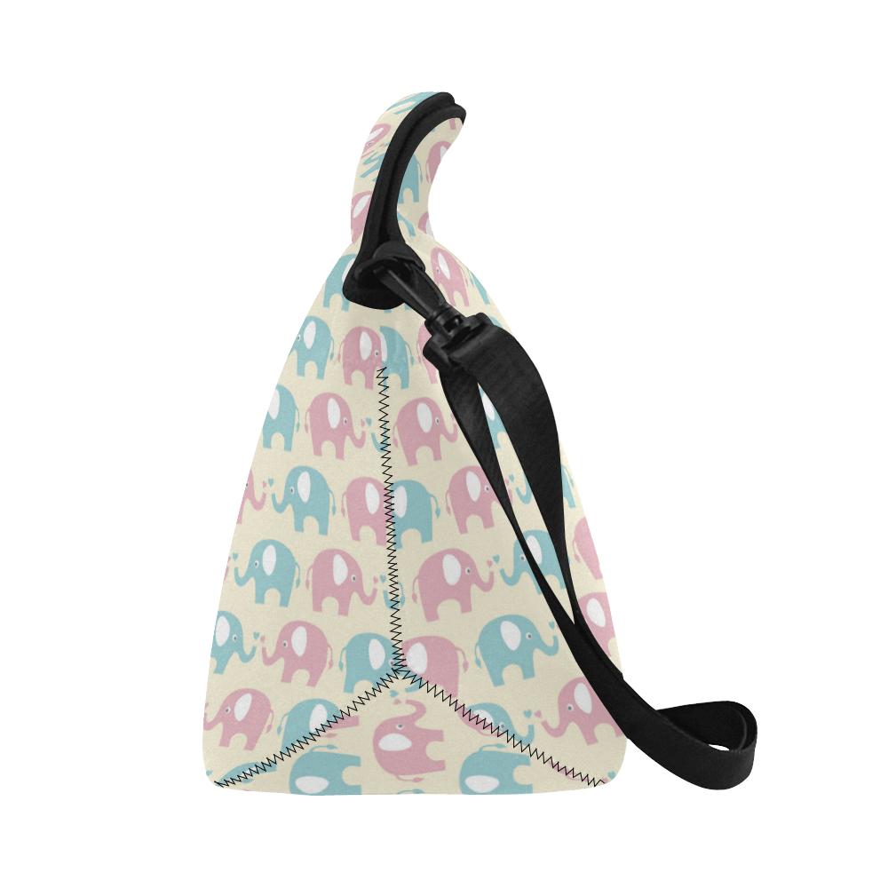 Elephant Baby Pastel Print Pattern Neoprene Lunch Bag (Model 1669)(Large)-JTAMIGO.COM