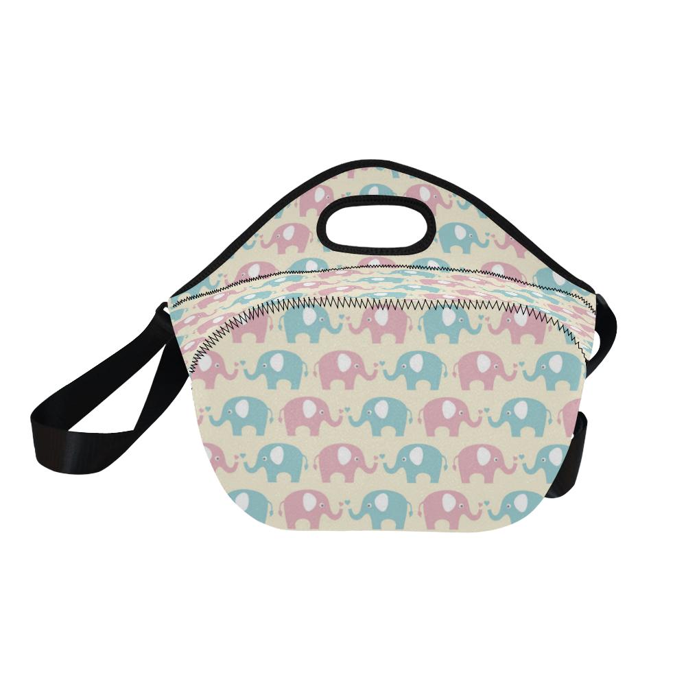 Elephant Baby Pastel Print Pattern Neoprene Lunch Bag (Model 1669)(Large)-JTAMIGO.COM