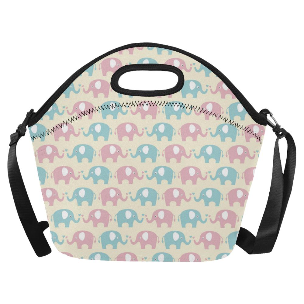 Elephant Baby Pastel Print Pattern Neoprene Lunch Bag (Model 1669)(Large)-JTAMIGO.COM