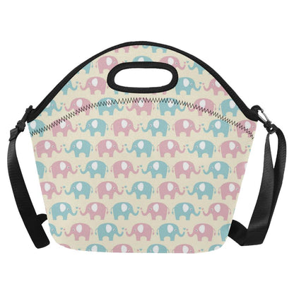 Elephant Baby Pastel Print Pattern Neoprene Lunch Bag (Model 1669)(Large)-JTAMIGO.COM