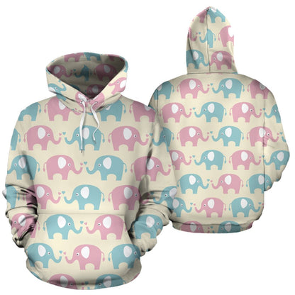 Elephant Baby Pastel Print Pattern Pullover Hoodie