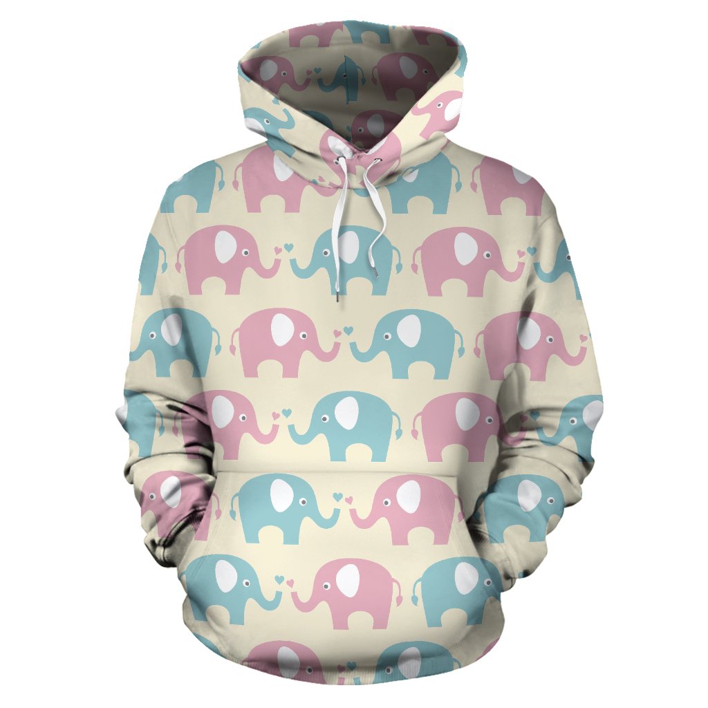 Elephant Baby Pastel Print Pattern Pullover Hoodie