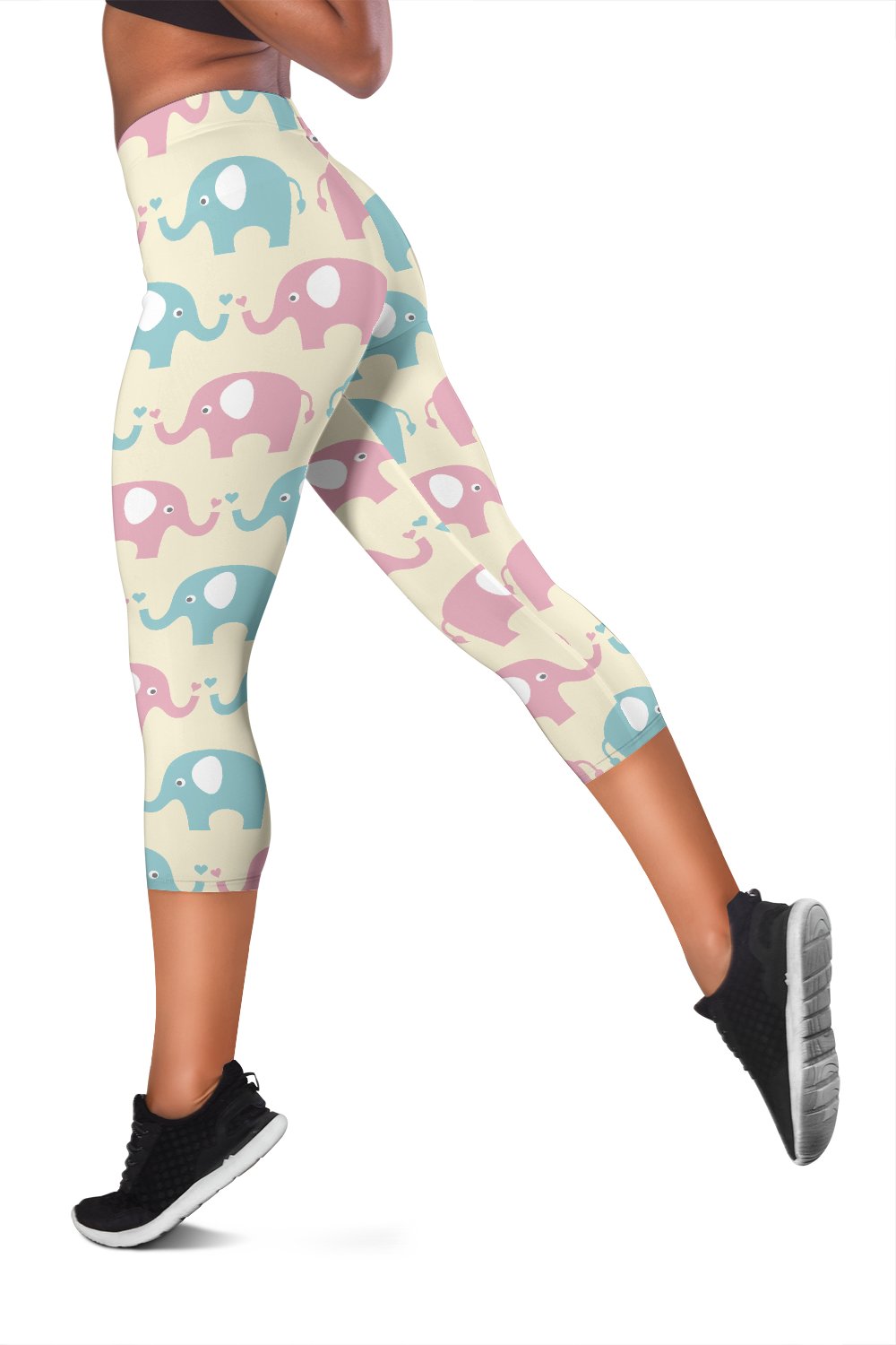 Elephant Baby Pastel Print Pattern Women Capris