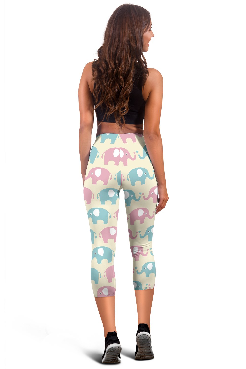 Elephant Baby Pastel Print Pattern Women Capris