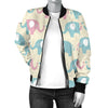 Elephant Baby Pastel Print Pattern Women Casual Bomber Jacket
