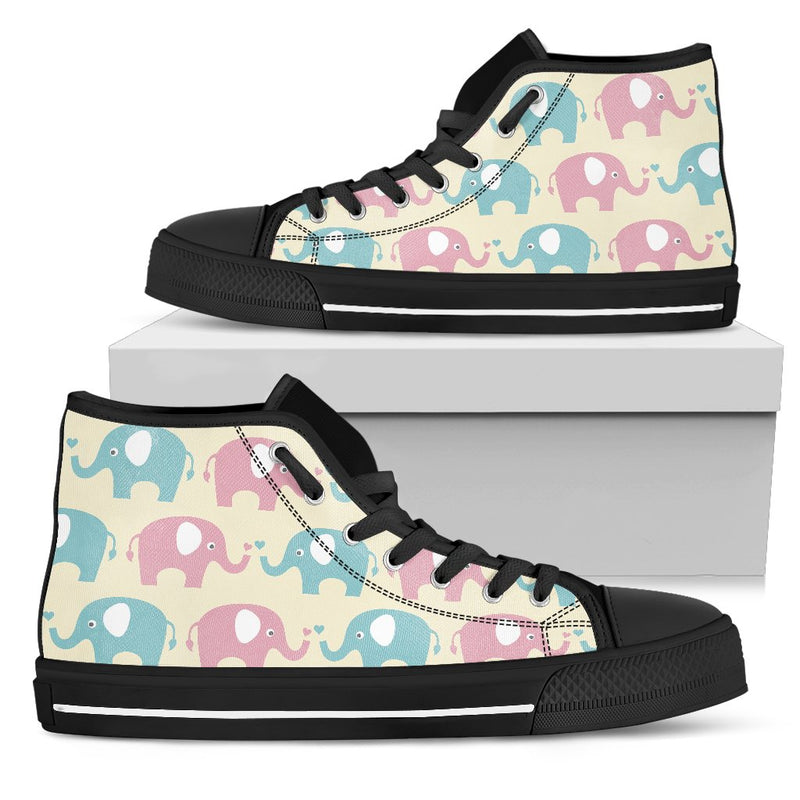 Elephant Baby Pastel Print Pattern Women High Top Shoes