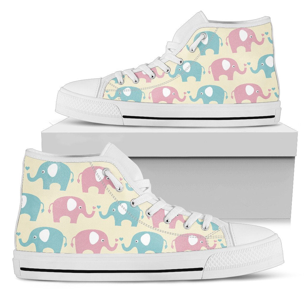 Elephant Baby Pastel Print Pattern Women High Top Shoes