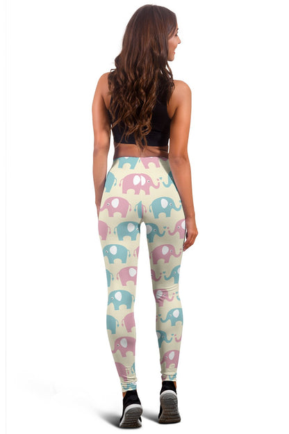 Elephant Baby Pastel Print Pattern Women Leggings