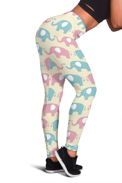 Elephant Baby Pastel Print Pattern Women Leggings