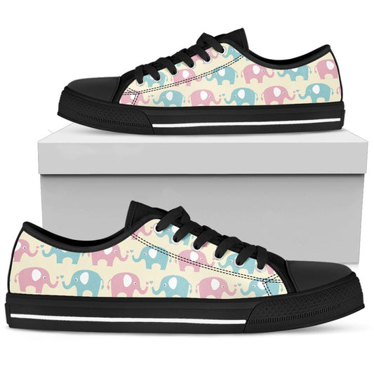 Elephant Baby Pastel Print Pattern Women Low Top Shoes