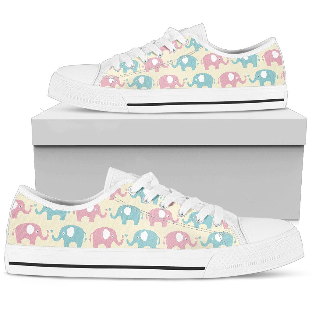 Elephant Baby Pastel Print Pattern Women Low Top Shoes