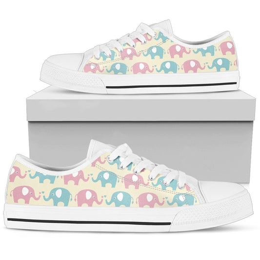 Elephant Baby Pastel Print Pattern Women Low Top Shoes