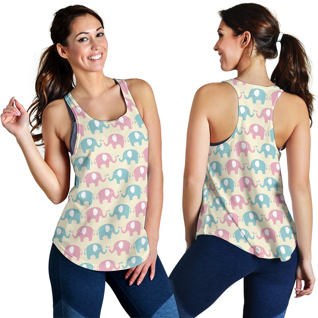 Elephant Baby Pastel Print Pattern Women Racerback Tank Top