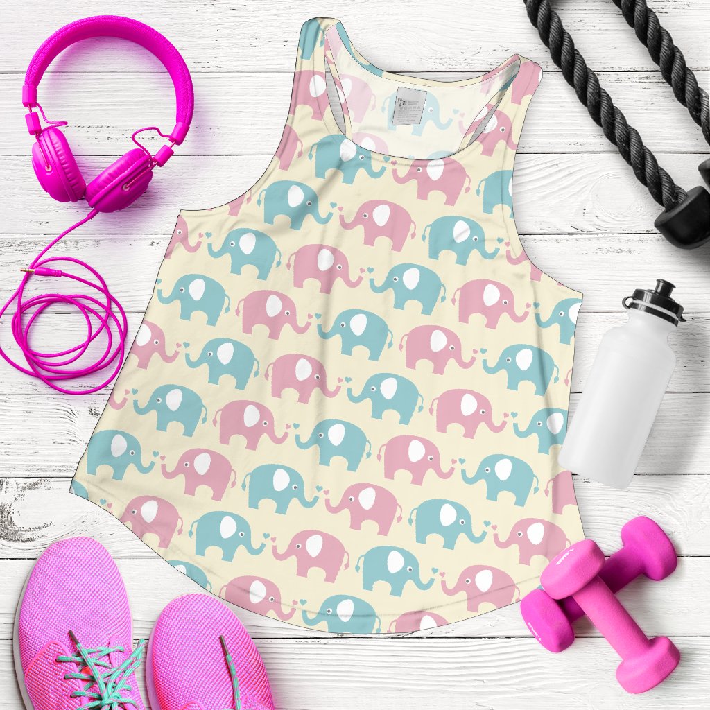 Elephant Baby Pastel Print Pattern Women Racerback Tank Top