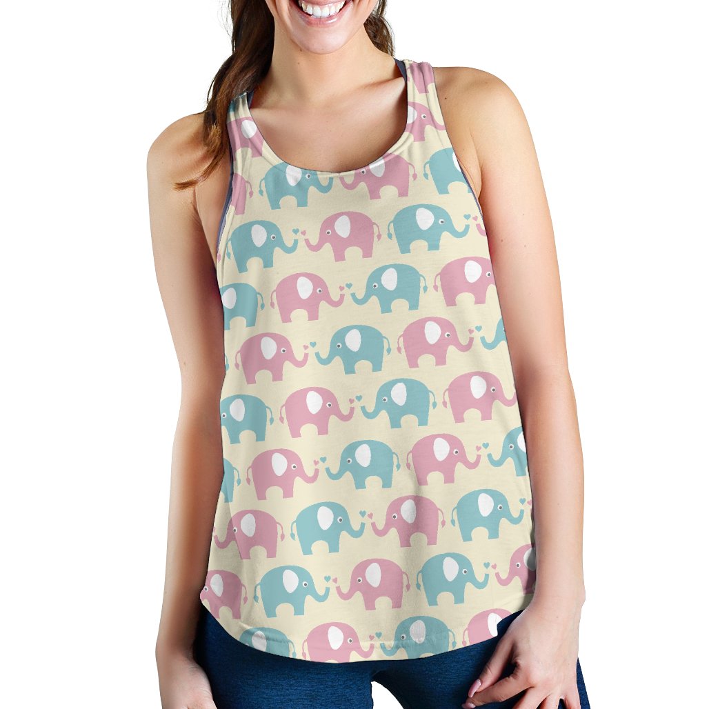 Elephant Baby Pastel Print Pattern Women Racerback Tank Top