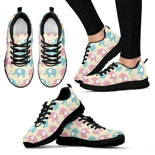 Elephant Baby Pastel Print Pattern Women Sneakers Shoes