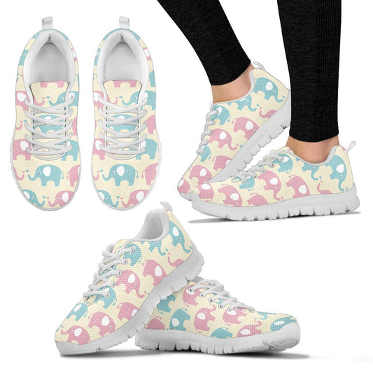 Elephant Baby Pastel Print Pattern Women Sneakers Shoes