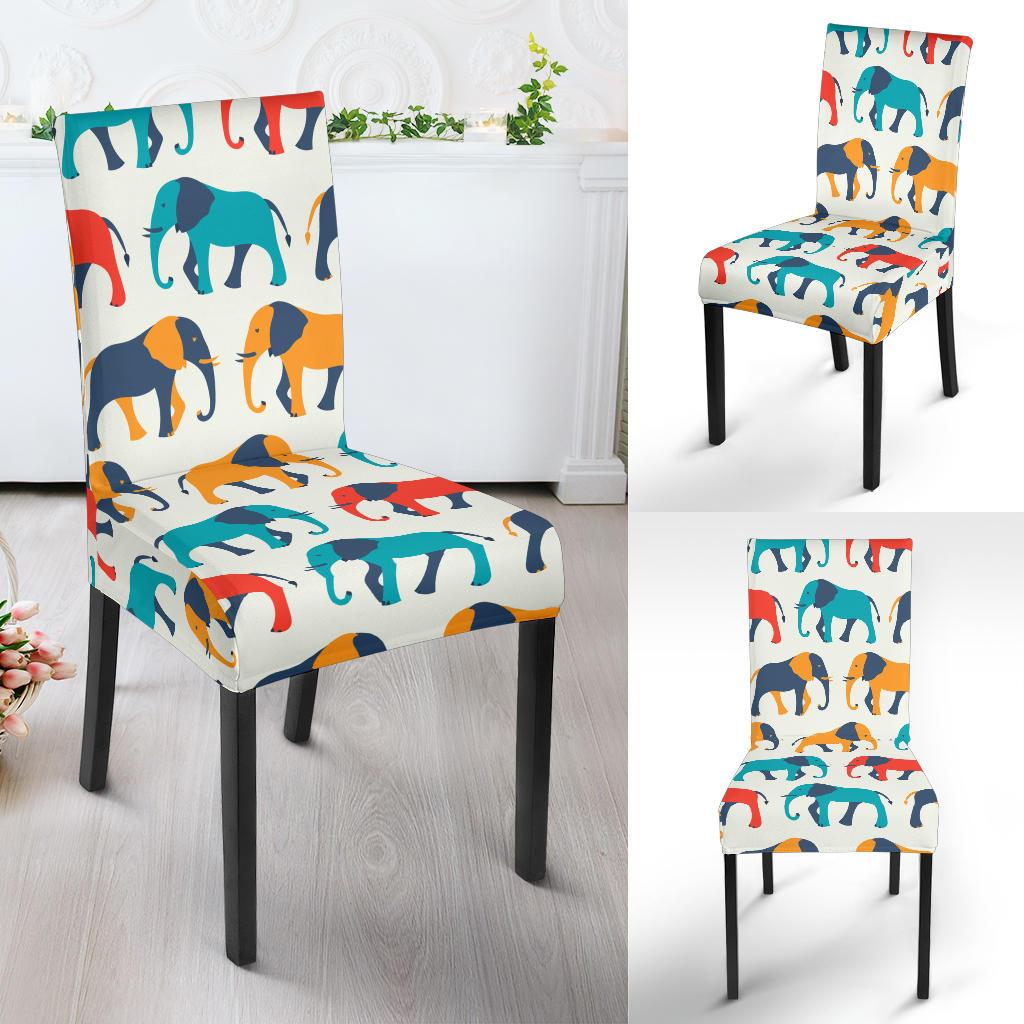 Elephant Colorful Print Pattern Dinning Chair Slipper-JTAMIGO.COM