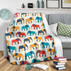 Elephant Colorful Print Pattern Fleece Blanket