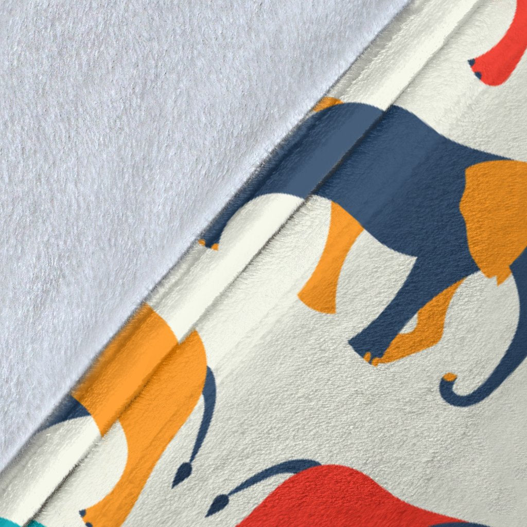 Elephant Colorful Print Pattern Fleece Blanket