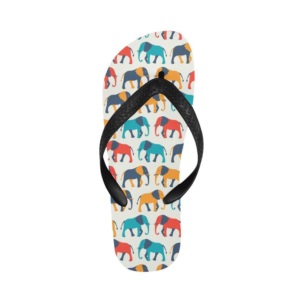 Elephant Colorful Print Pattern Flip Flops-JTAMIGO.COM