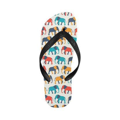 Elephant Colorful Print Pattern Flip Flops-JTAMIGO.COM
