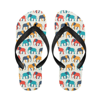 Elephant Colorful Print Pattern Flip Flops-JTAMIGO.COM