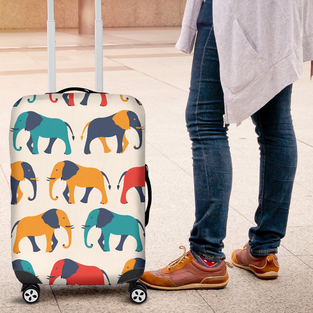 Elephant Colorful Print Pattern Luggage Cover Protector