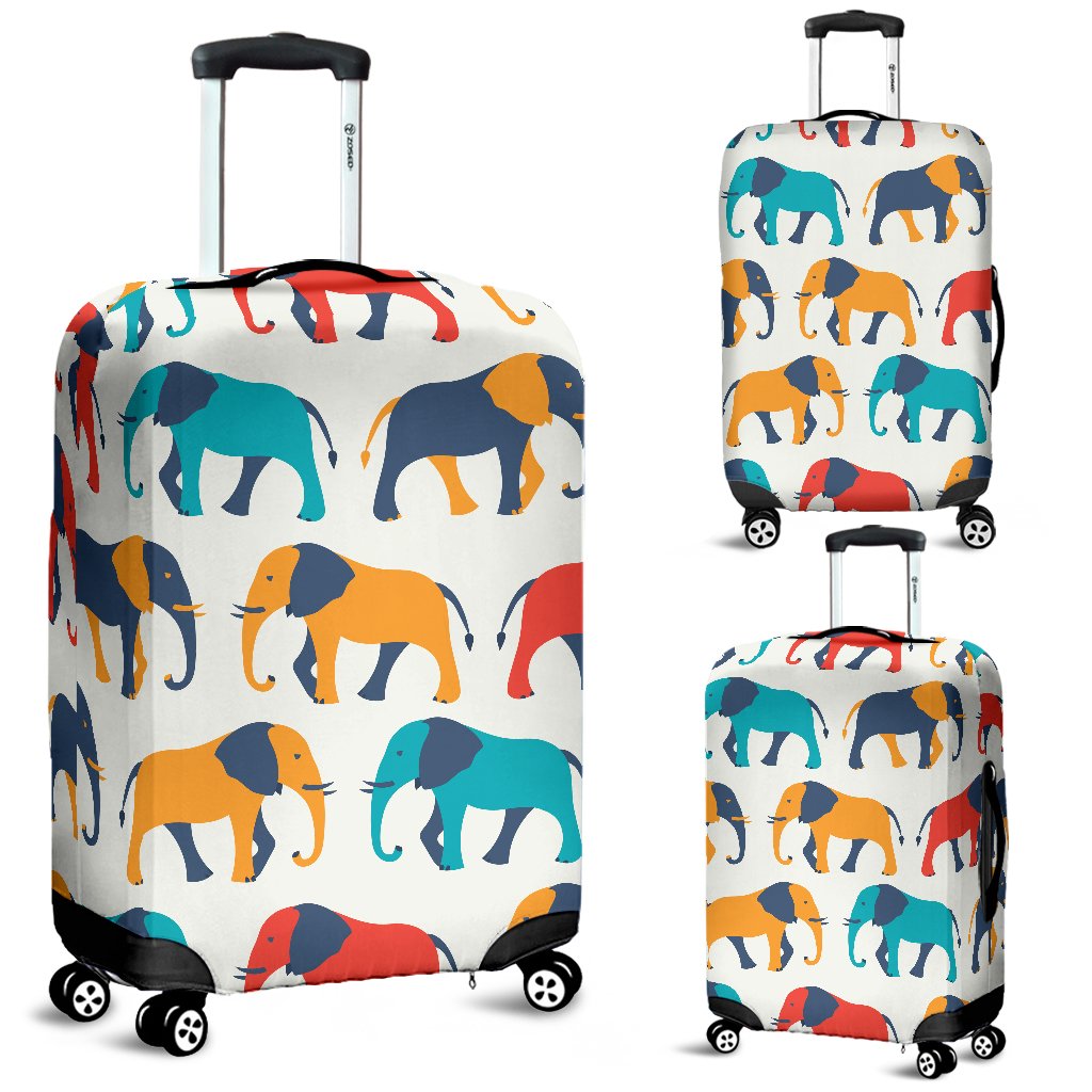 Elephant Colorful Print Pattern Luggage Cover Protector