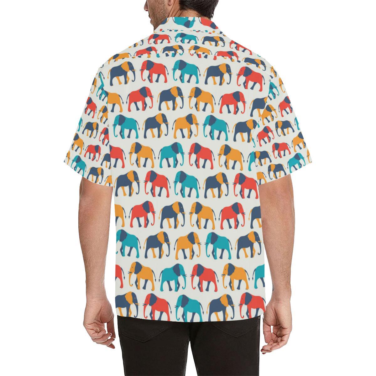 Elephant Colorful Print Pattern Men Aloha Hawaiian Shirt