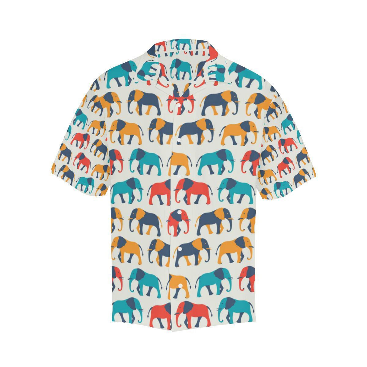Elephant Colorful Print Pattern Men Aloha Hawaiian Shirt