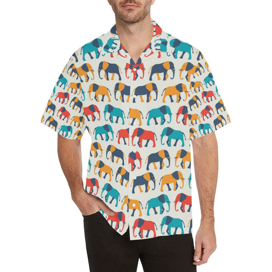 Elephant Colorful Print Pattern Men Aloha Hawaiian Shirt